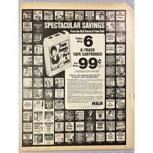 RCA 8-Track Membership Club "Enjoy Savings on Top Hits" Vintage Print Ad 1972